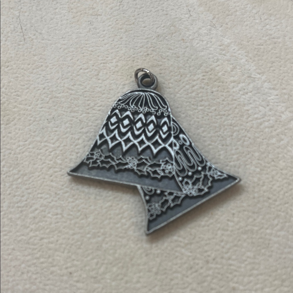 Pewter Double Bell Pendant Vintage 1970's. # 2609